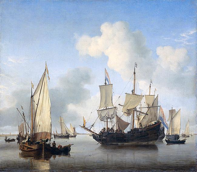 Willem Van de Velde The Younger Ships anchored offshore